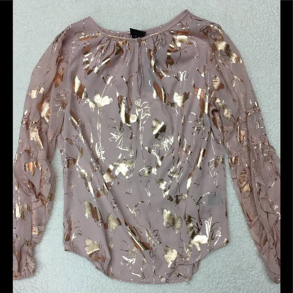 Worthington Tops - Worthington rose foil long sleeve blouse sz S NWT
